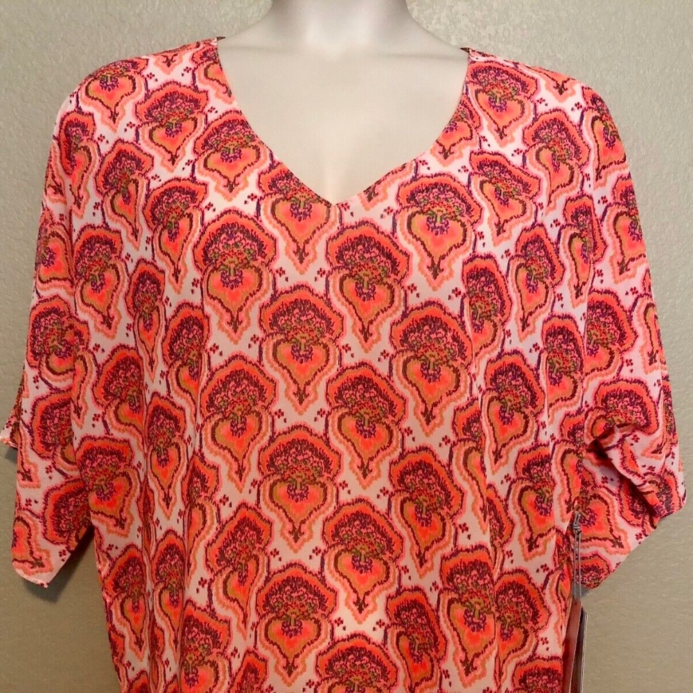 (NWT) O'Neill Bright Coral Printed Sheer Oversized Swimsuit Tunic Cover Up